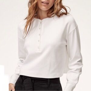 Aritzia Wilfred Free Mavis White Long Sleeve Henley Top